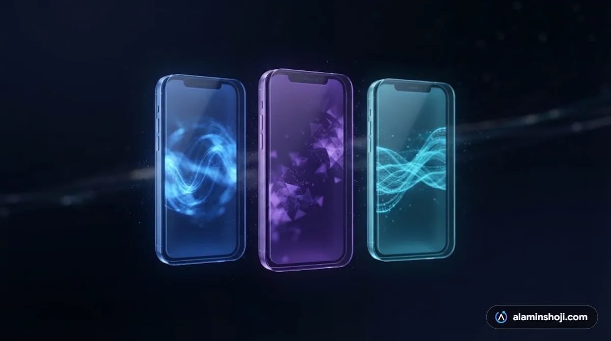 Three vertical phone screens comparing Reels, Shorts and TikTok platforms - alaminshoji.com
