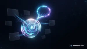 AI orb drawing information from website cards into a chat bubble, illustrating generative engine optimisation - alaminshoji.com
