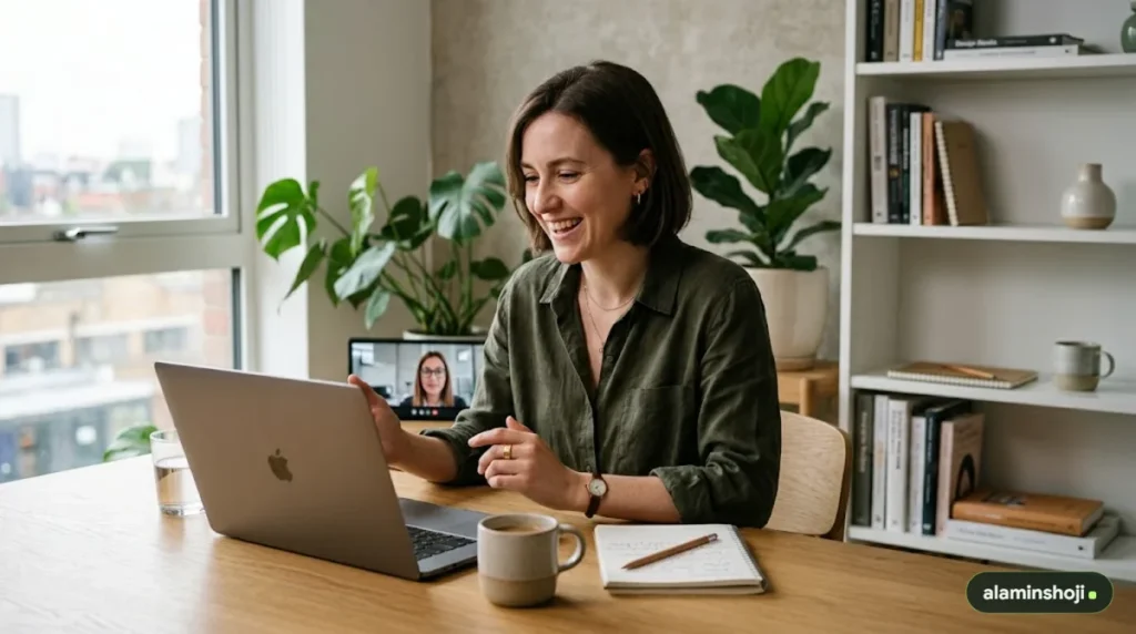 Freelance web designer on a video call with a client - alaminshoji.com