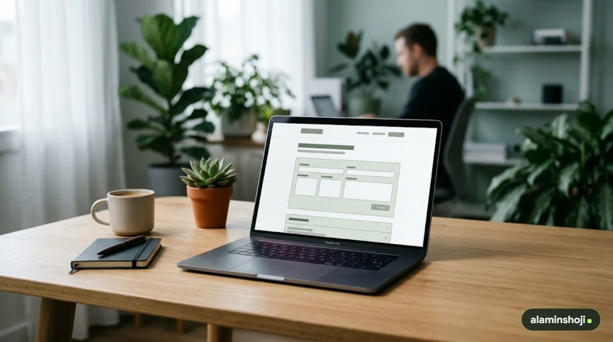 Focused landing page with a quote form on a laptop - alaminshoji.com