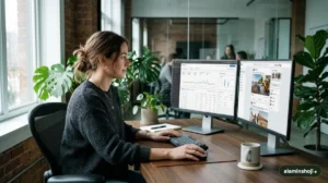 Marketer comparing Google Ads and Meta Ads campaigns - alaminshoji.com