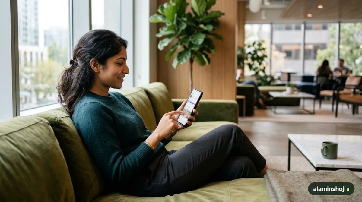 Person discovering a business through a social media ad - alaminshoji.com