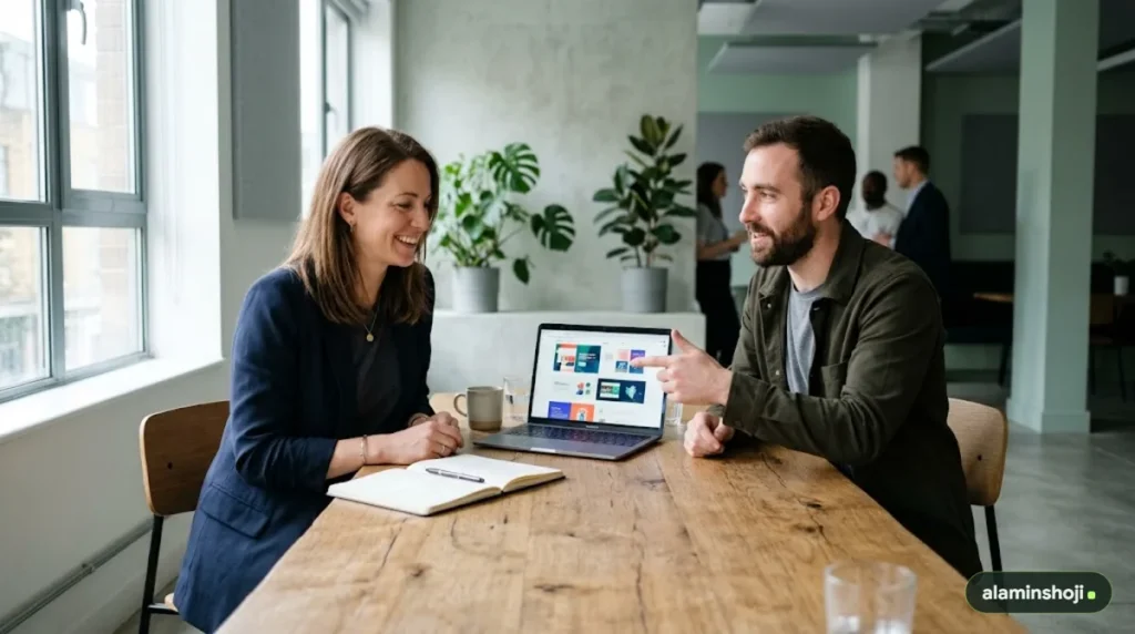 Business owner meeting a web designer to discuss a new website - alaminshoji.com
