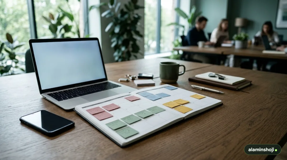Social media content calendar with content pillars - alaminshoji.com